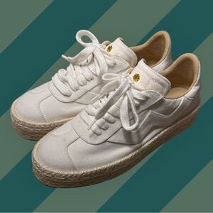 NWOT Stuart Weitzman Daryl Platform Espadrille Canvas Jute Sneakers sz 6.5